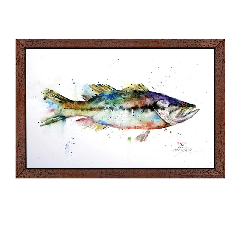 Largemouth - Painting on Canvas, 66.04 cm H x 45.72 cm W, Brown Floater Framed