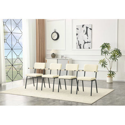 Ensemble de 4 chaises de salle à manger rembourrées en cuir de qualité supérieure, accoudoirs suspendus à la table, pieds en métal avec revêtement en aérosol (ensemble de 4)