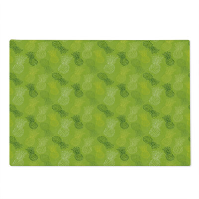 Ambesonne Green Leaf Cutting Board Large Size Tropical Pineapple Apple Green and Fern Green