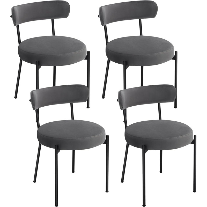 51cm H Upholstered Metal Upholstered Back Side Chair, Grey/Brown/Blue