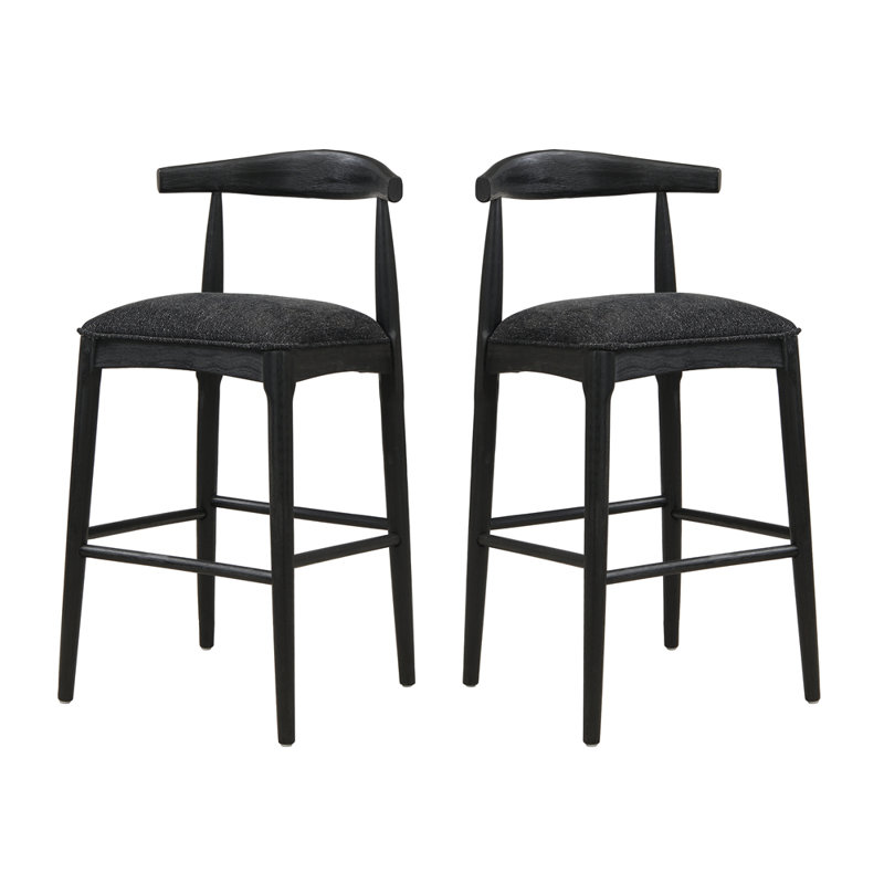 Tabouret de bar en tissu galet (ensemble de 2), Noir