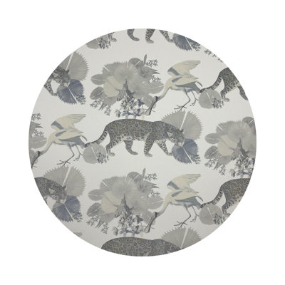Leopard Walk Vegan Leather Round Pebble Placemat