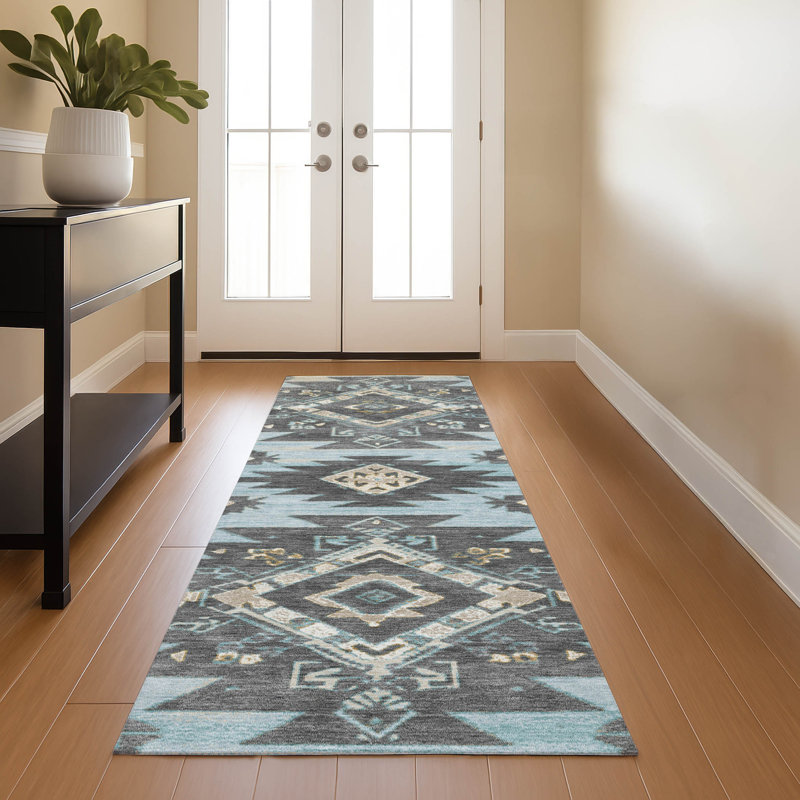 Premium Machine Washable Mayfield AMF1945 Tribal Rug, Runner 2'3" x 7'6"