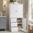 Tall And Wide Storage Cabinet With Doors For Bathroom/Office, Three Drawers-1875788565