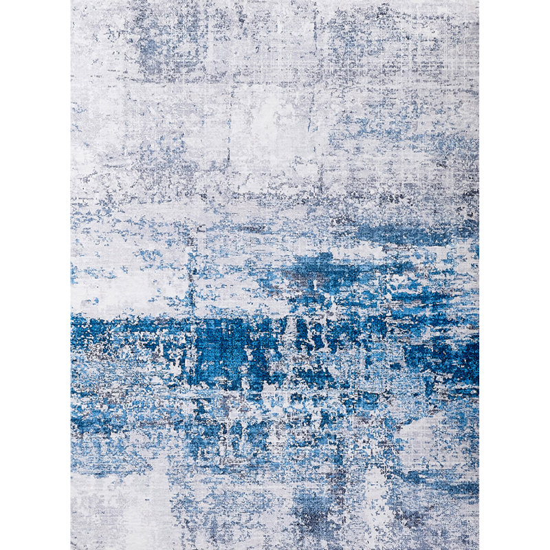Tapis gris très doux lavable à la machine Collection Abstract, Rectangulaire 3 pi x 5 pi