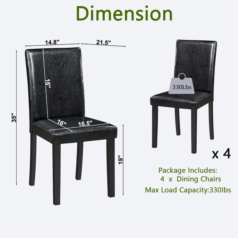 Ensemble de 4 chaises de salle à manger confortables et modernes en bois d'hévéa pour la cuisine