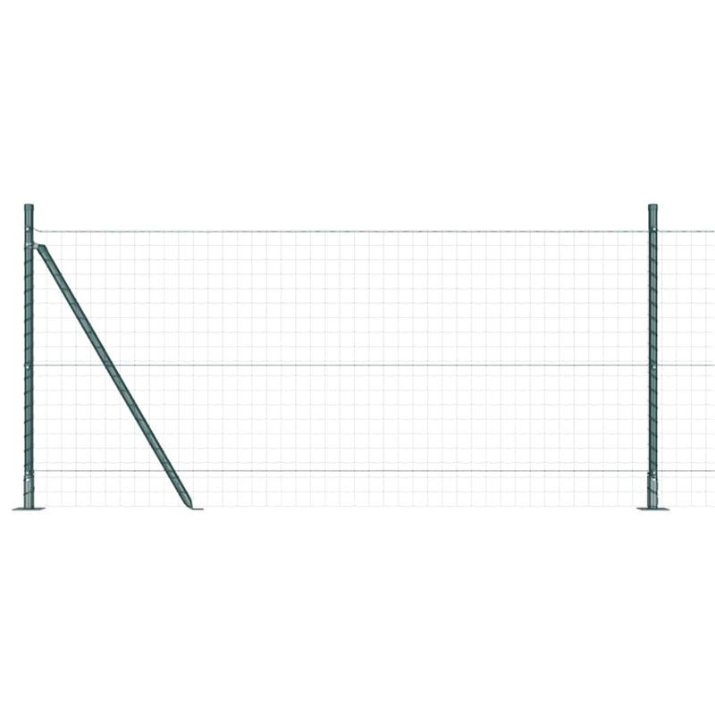 Fence Posts Manual 7 Pcs Galvanised Steel, Green, 110cm H x 3.2cm W x 3.2cm D