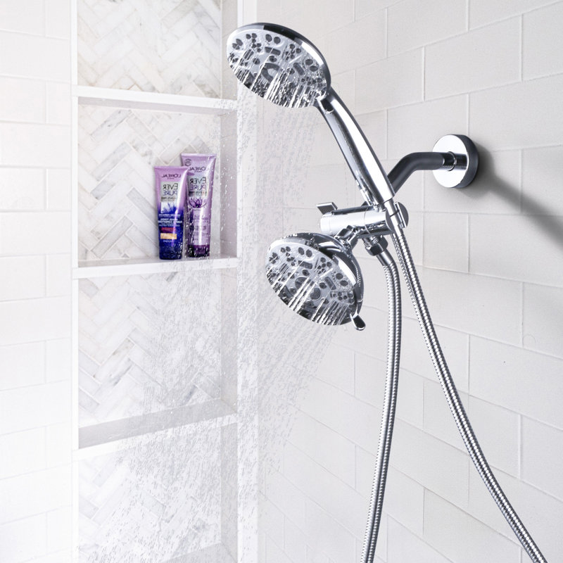 Single Handle 7-Spray Shower Faucet 1.8 GPM With Dual Shower Adjustable Head, Chrome