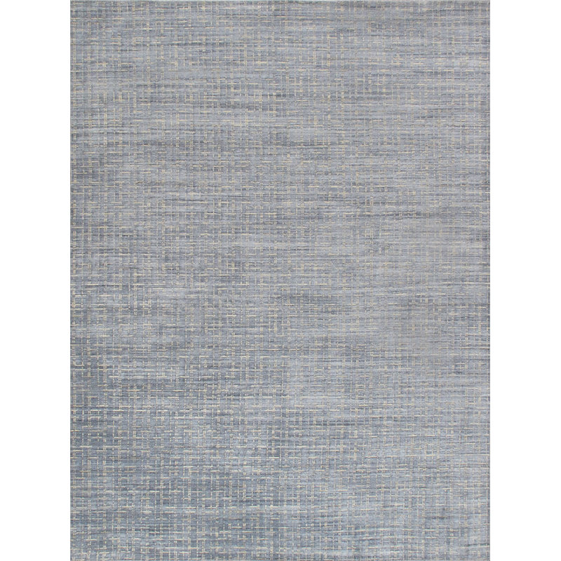 Slate Hand-Loomed Wool/Silk/Bamboo Slat/Seagrass Blue/Taupe/Gray Area Rug, Rectangle 10' x 14'