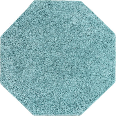 Tapis à poils longs Ashmita de couleur bleu sarcelle