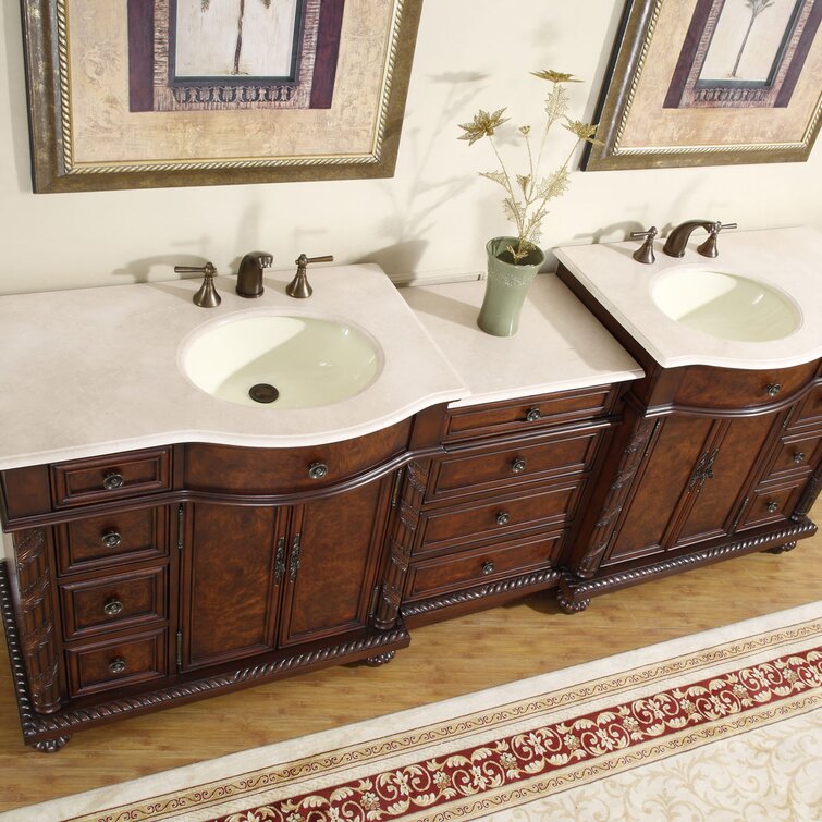 Lark Manor Akishia 90'' Double Bathroom Vanity with Stone Top & Reviews