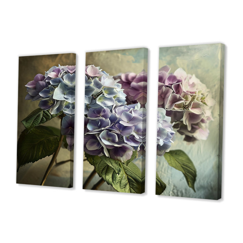 Ensemble de salon d'art mural Rolfe - Hydrangea, Toile tendue, H 40 po x l 60 po x P 1 po