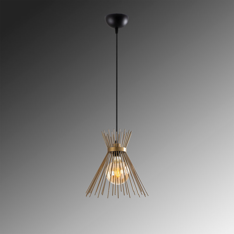 Luminaire suspendu conique unique à 1 lumière Rancho Mirage, Or