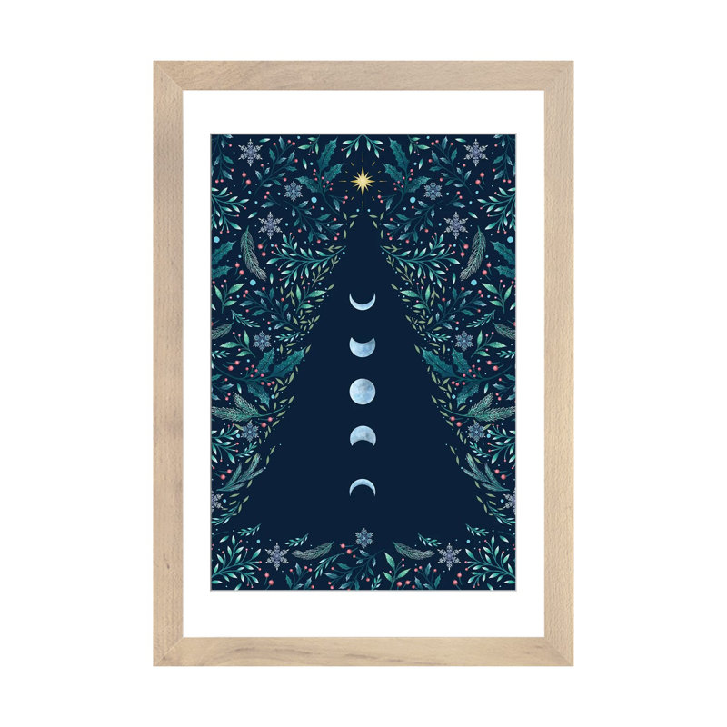 Arbre de Noël Luna - reproduction d'art murale - papier d'art encadré, H 24 po x l 16 po, Beige