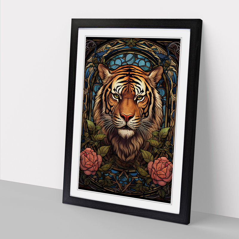 Tiger Art Nouveau No.2 - Print, Black Framed, 64cm H x 46cm W