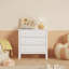 Commode à 3 tiroirs pour chambre à coucher, commode en bois avec base festonnée, meuble de rangement avec poignées rondes, table de chevet pour chambre d'enfant, chambre de bébé
