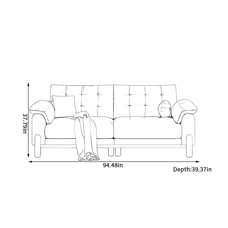 Canapé moderne et confortable en tissu, H 37,79 po x l 94,48 po x P 39,37 po, 4