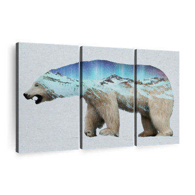 "L'ours polaire arctique", 3 pièces sur toile
