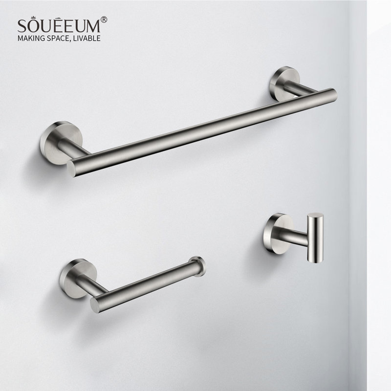 Ensemble de quincaillerie de salle de bain 3 pièces, Nickel brossé