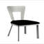 Contemporary Silver Metal 2pc Dining Chairs Black Microfiber Seat Dining Room Keyhole Back Satin Plated Powder Coating Chair