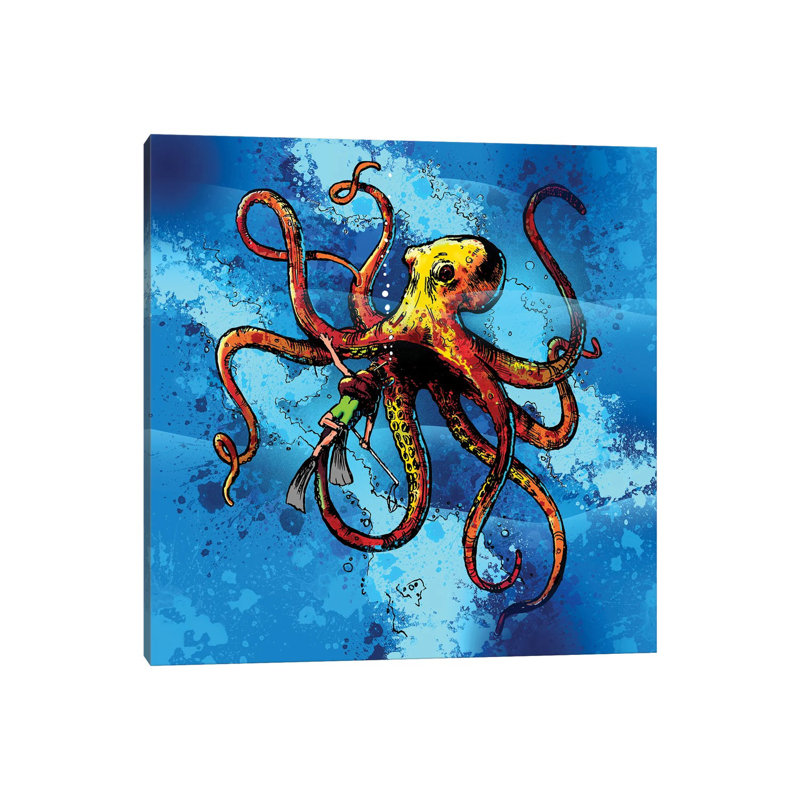 Octopus From The Deep by David Loblaw - Wrapped Canvas Painting, 45.72 cm H x 45.72 cm W x 1.91 cm D