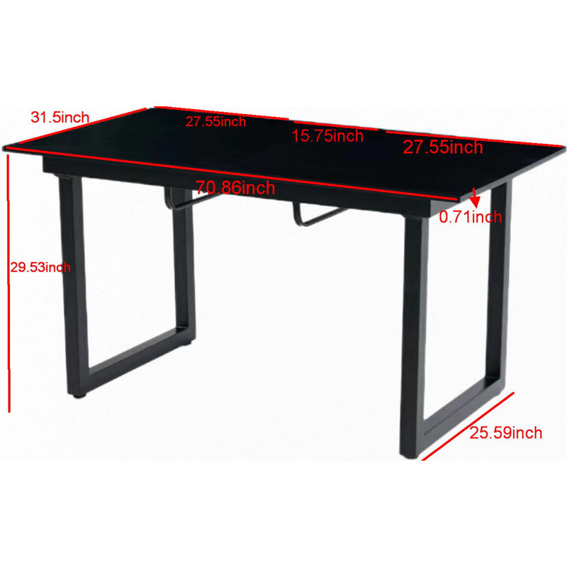 Extendable Dining Table With Metal Leg(Only Table), Black