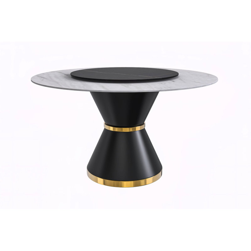 Marther rond 59,05 po, Noir, Blanc / Blanc