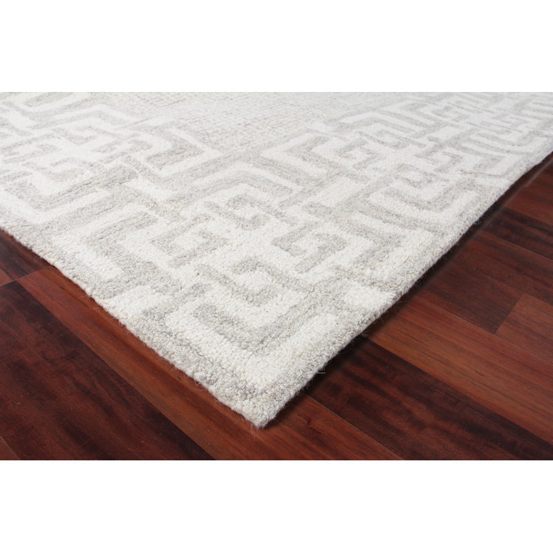 Caprice Oriental Handmade Wool Aqua Area Rug, Silver/Ivory, Rectangle 12' x 15'
