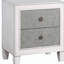 Table de chevet 2 tiroirs gris rustique et blanc vieilli