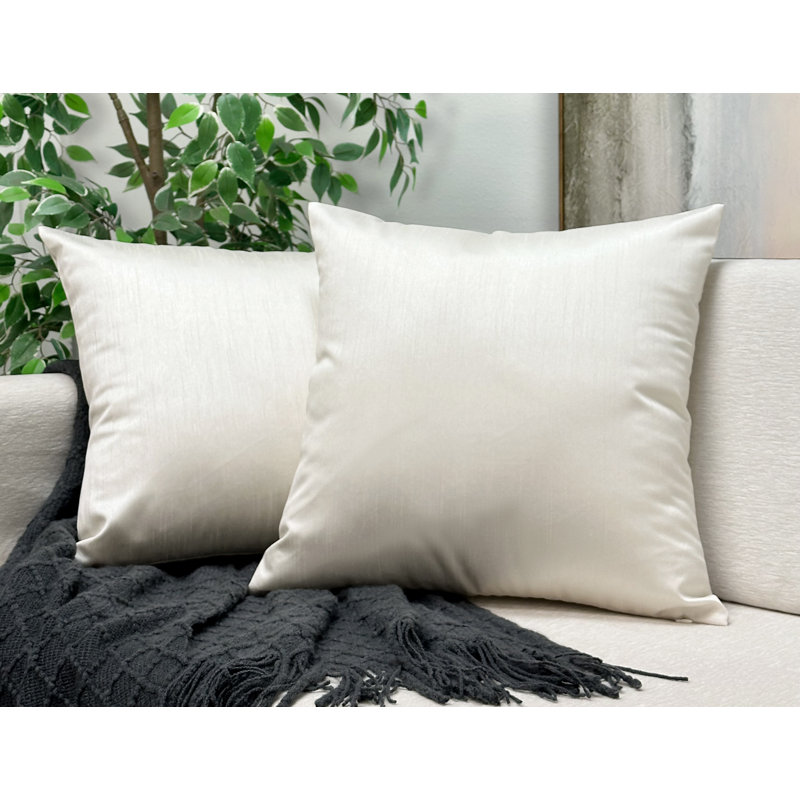 Taies d'oreiller carrées en fausse soie, 61 x 61 cm, ivoire (lot de 2), Ivoire ivoire