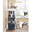 98cm Cat Tree, Cat Tower for Indoor Cats, Multi-Level Cats House Furniture with Scratching Post, 2 Caves, Large Platform, Scratching Ramp, Pompom-699076886-690462673