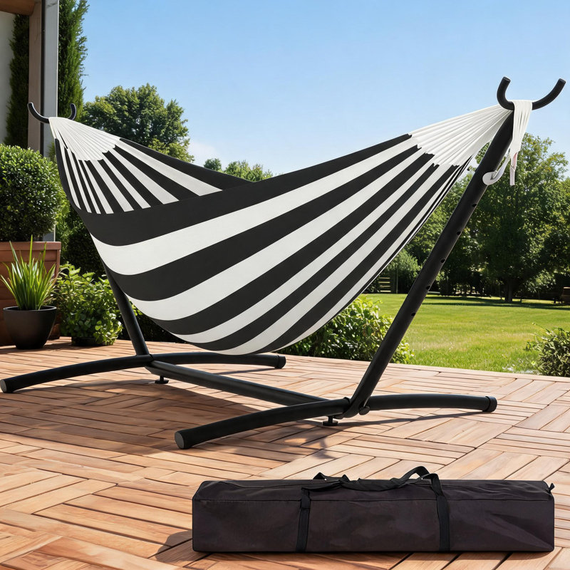 Hamac double robuste avec support en acier, White