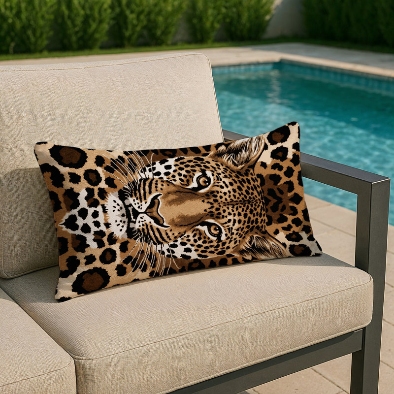 Coussin intérieur et extérieur, Rectangle H 20 po x l 14 po, Léopard Javan