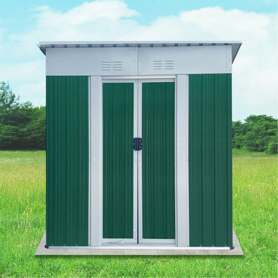 Petite remise de rangement extérieure 5 x 3 pi avec toit en aluminium et porte coulissante