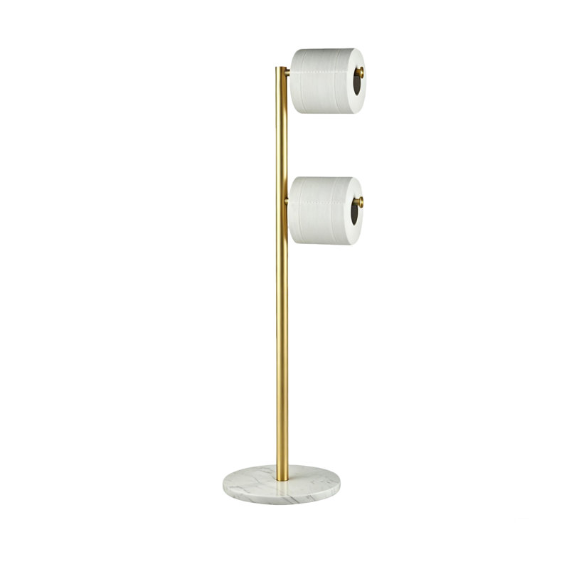 Stoneline Freestanding 2-Roll Toilet Paper Holder, Brushed Gold