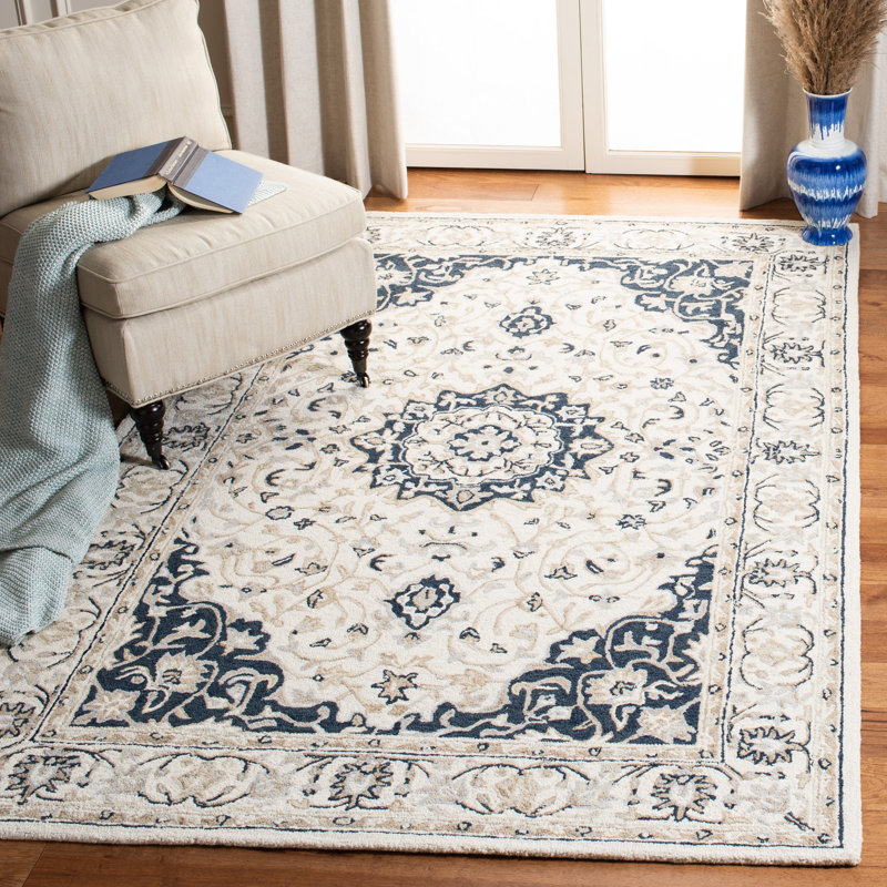 Saway Hand Tufted Wool And Cotton With Latex Oriental Rug, Rectangle 4' x 6'