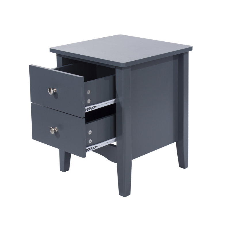 Clio 2 Drawer Bedside Table, side table, end table, Dark Blue