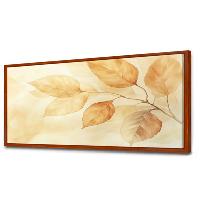 Art mural feuille orange, toile botanique d'automne, aquarelle orange de feuilles d'automne vibrantes