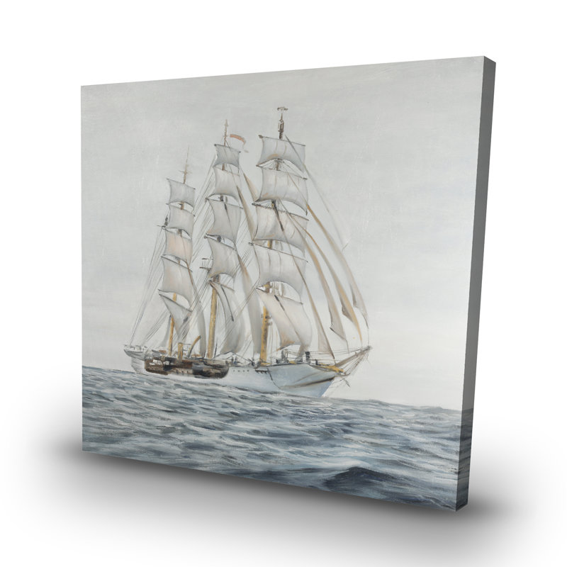 Ship by a cloudy day - 32"x32" art on canvas