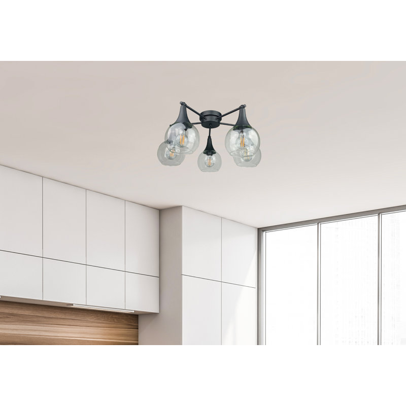 Brinsley Glass Semi Flush Mount, Grey