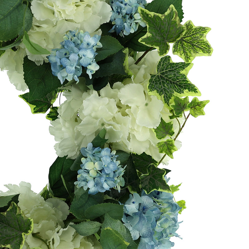 Handcrafted Faux Hydrangea Polysilk 26'' Wreath