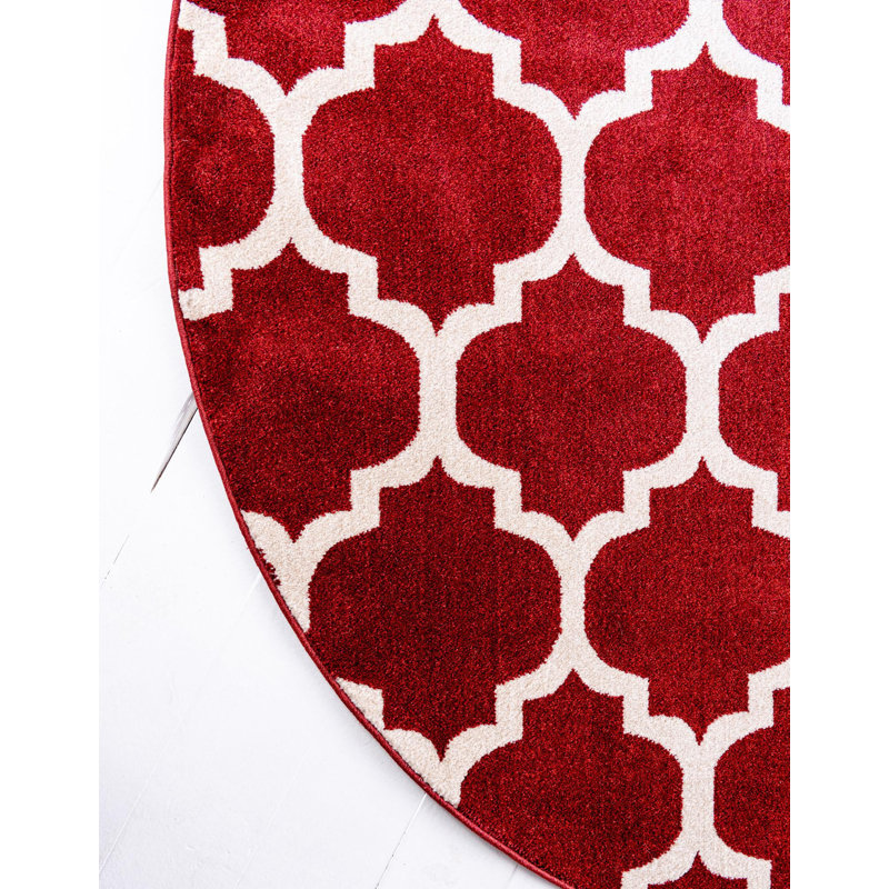 Molly Power Loom Red Rug, Round 6'1"