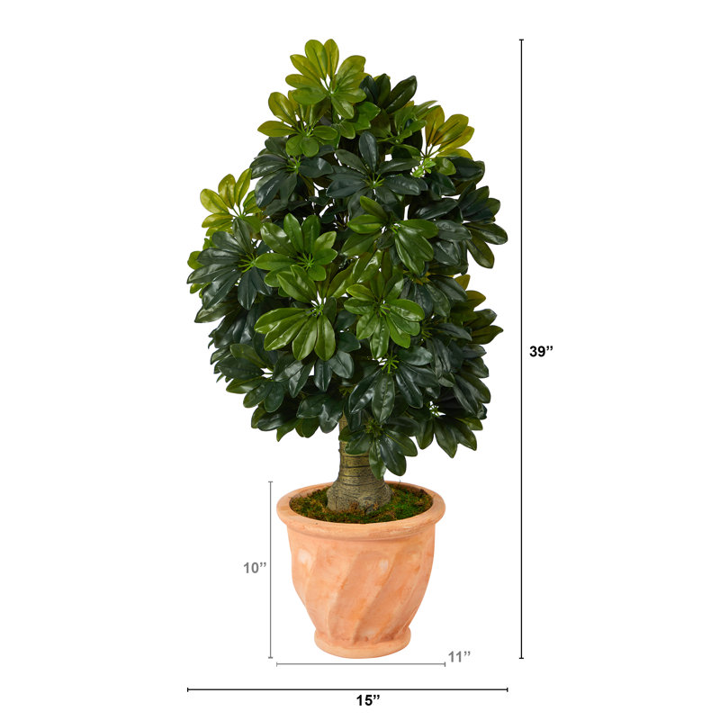 Nearly Natural 39" Schefflera Artificial Tree in Terra-Cotta Planter