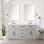 Meuble-lavabo double en chêne blanc 60 po X P 22 po D, dessus en quartz blanc et ensemble de robinet-117825136