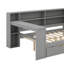 Lit plateforme en bois pleine grandeur avec tablettes de rangement, tiroirs, station de charge, DEL-1195947606