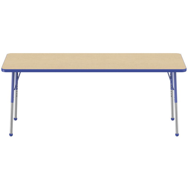 Table d'activité rectangulaire à hauteur réglable en forme de T, 30 po x 48 po, Érable / Bleu, Roulement à bille standard