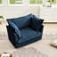 Fauteuil à assise profonde en tissu chenille bleu, avec coussin à haut dossier et 2 coussins décoratifs, grand coussin confortable et relaxant, chenille-1099901397