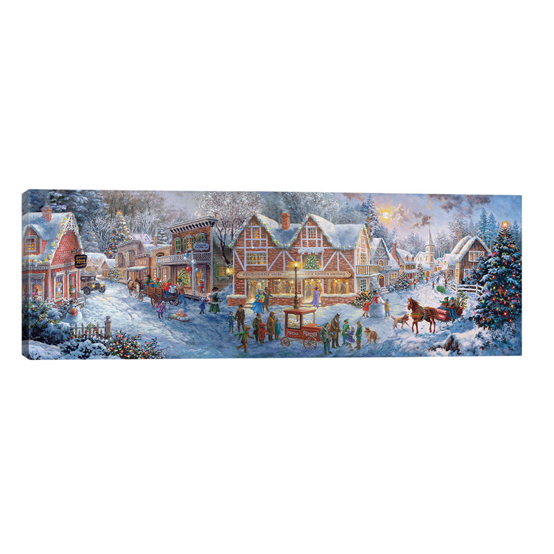 Getting Ready For Christmas by Nicky Boehme - Panoramic Painting on Canvas, 30.48 cm H x 91.44 cm W x 1.91 cm D, No Frame