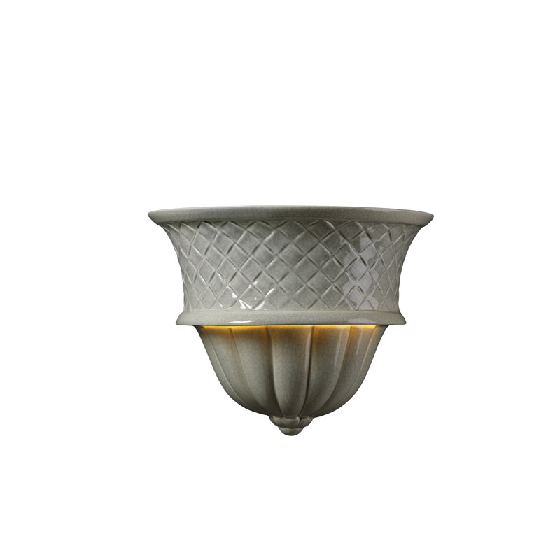 Amalio Ceramic Flush Mounted Sconce, White Crackle