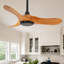 Ventilateur de plafond en bois 36 pouces sans lumière 3 pales en bois massif, avec moteur CC réversible à 6 vitesses-200194352